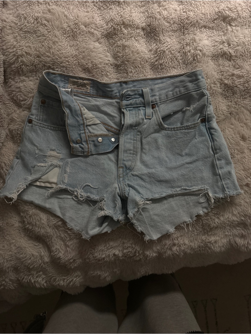 Levi's Light Blue Distressed Denim Cutoff Shorts